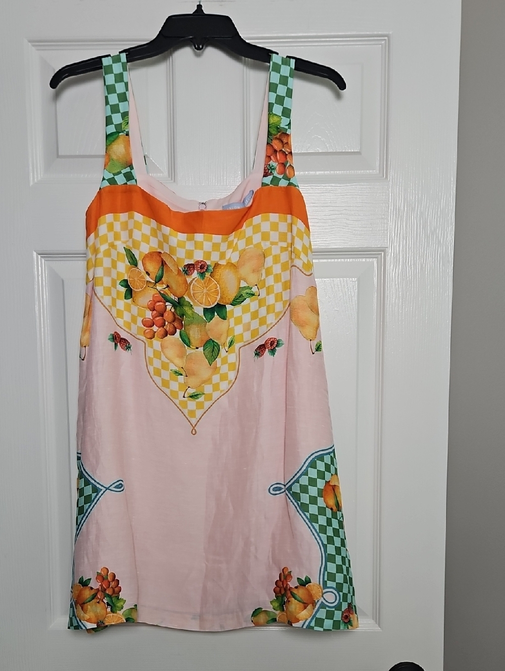 Antonio Melani Square Neck Linen Mini Shift Dress: Multi Color/Fruit Print